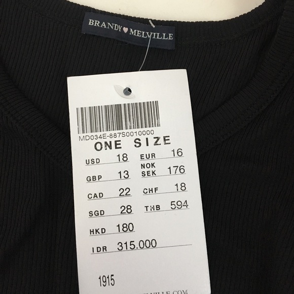 brandy melville black ribbed crop top - Picture 2 of 2